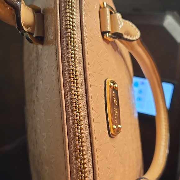 Michael Kors Oyster Cindy Domed Zip MK Embossed Satchel Bag - Picture 4 of 7